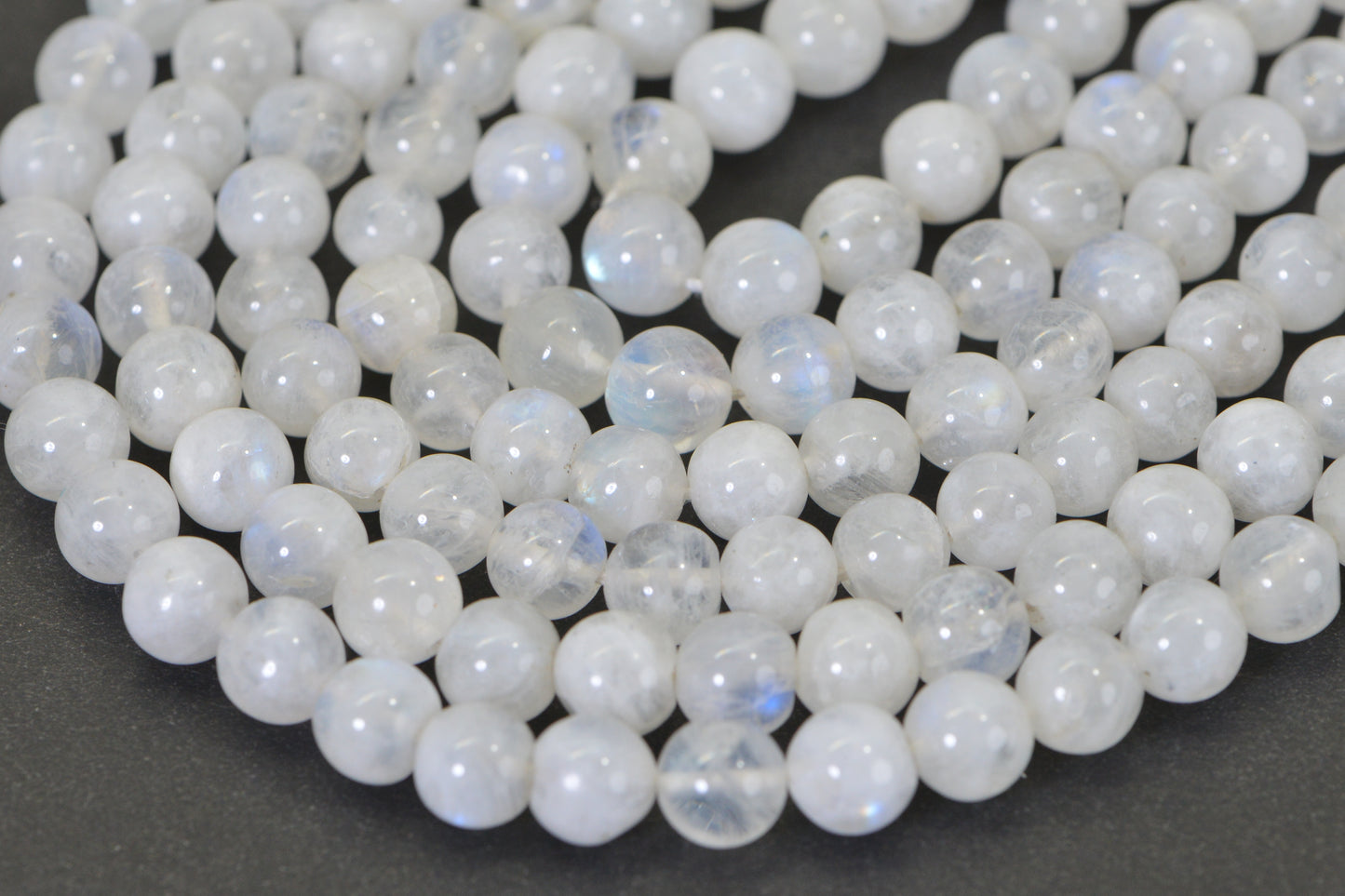 Genuine Rainbow Moonstone Beads 7mm Blue Flash Smooth Polished Natural Gemstone