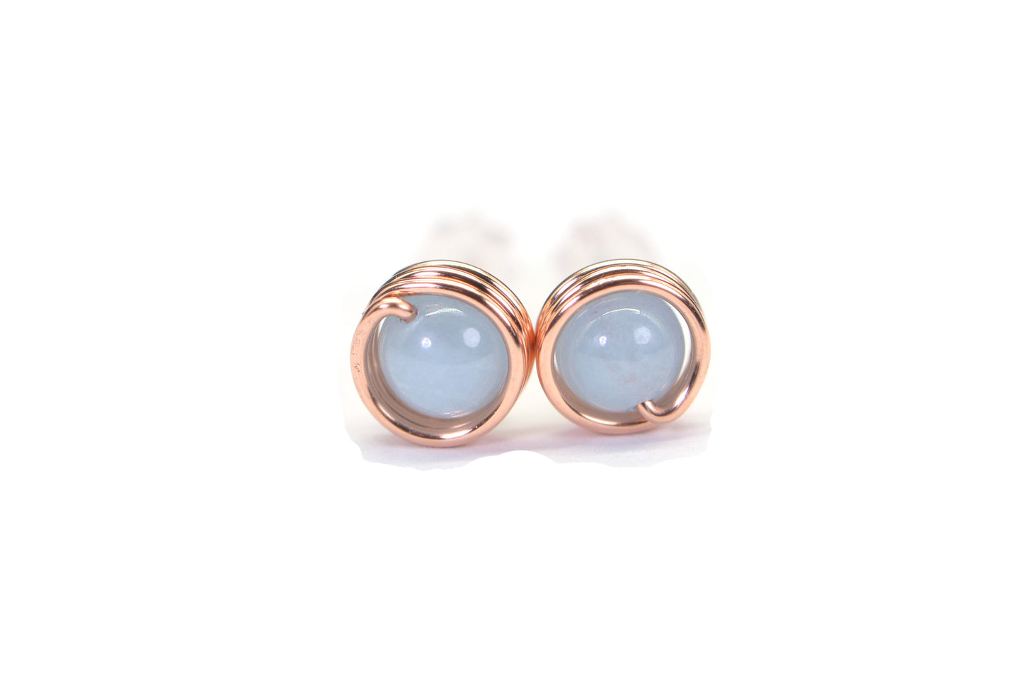 Black Tourmaline Stud Earrings: Handmade Copper Wire Wrapped Gemstone