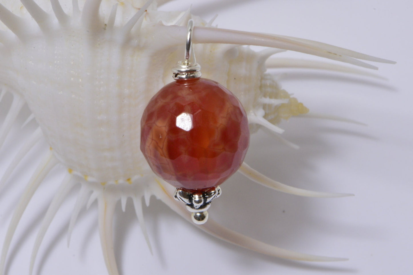Fire Agate Wire Wrapped Beads Dangle Charm On Chain