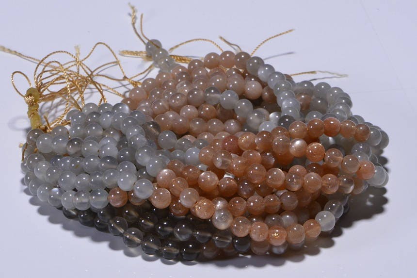 6mm Multi Color Moonstone Round Beads Smooth Natural Gemstone Beads Jewelry Making Supplies