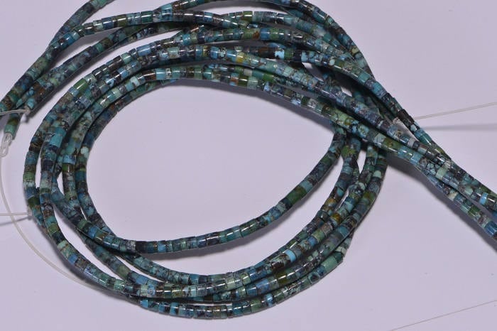 Natural Turquoise Heishi Beads: 16" Gemstone Strand (2.9x2.5mm)
