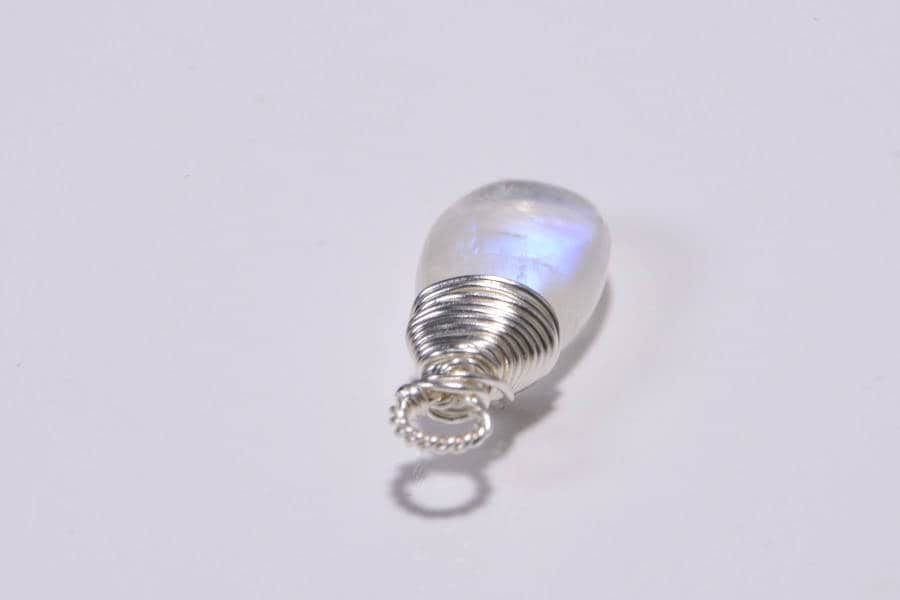 Sterling Silver Wire Wrapped Moonstone Briolette Pendant