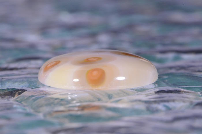 Ocean Jasper Cabochon: Oval Gemstone with Yellow-Orange Orbs (30x22x5.2mm)