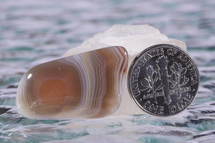 Banded Botswana Agate Cabochon: Amber, Red, Grey Gemstone (25x16x4.1mm)