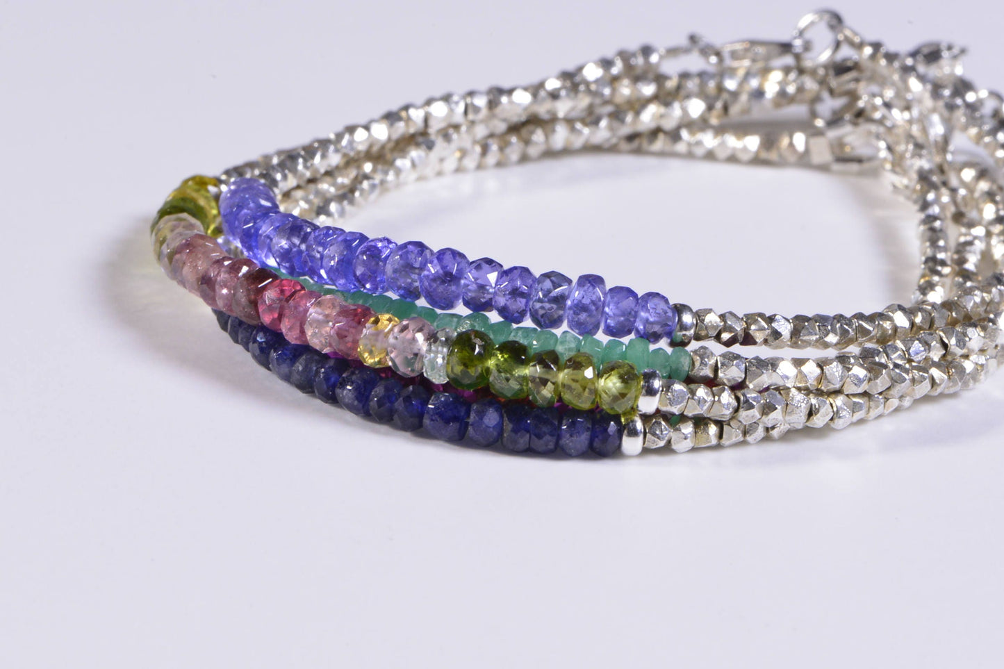 Sapphire Bracelet, Sterling Silver Beads, Birthstone Jewelry