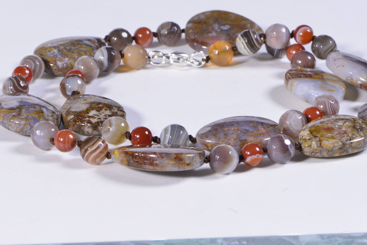Handmade Pietersite Necklace, Agate & Sterling Silver, Beaded Gemstone Jewelry