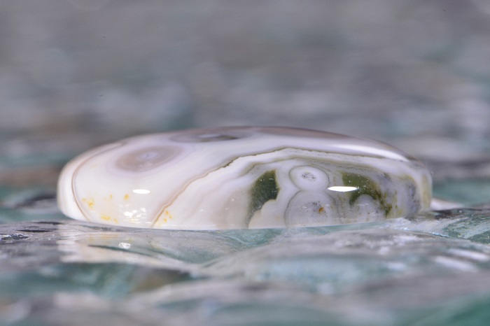 Ocean Jasper Cabochon: Ringed Orb Gemstone (25x5.2mm)