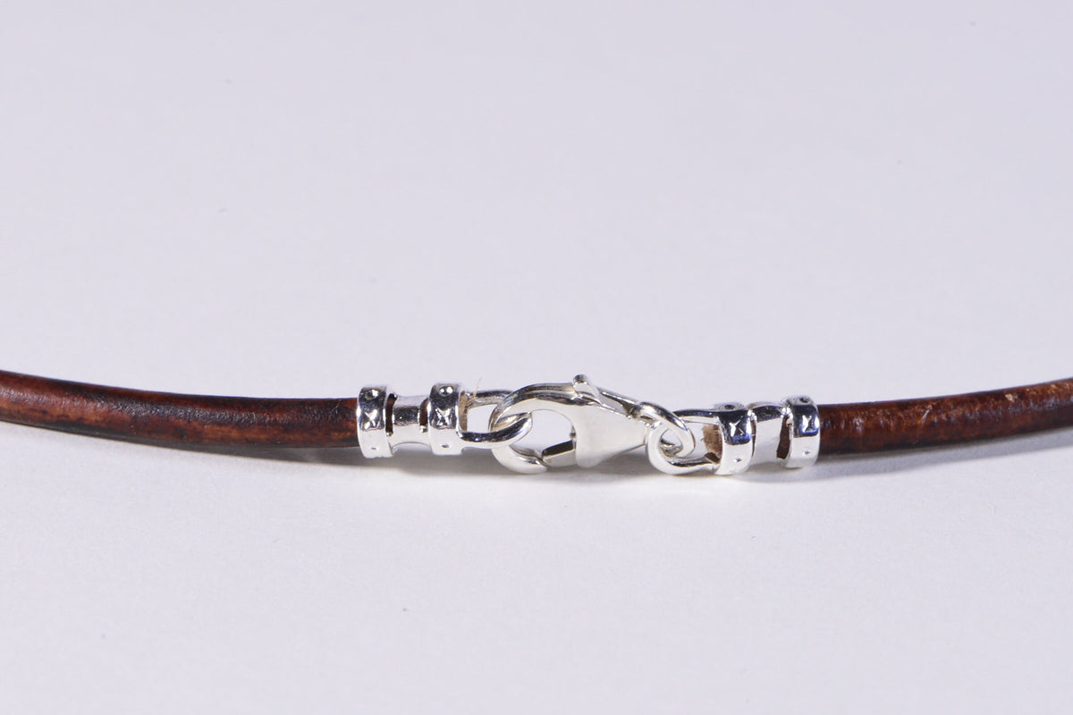 Larimar Gemstone Necklace: Single Bead on Leather Cord