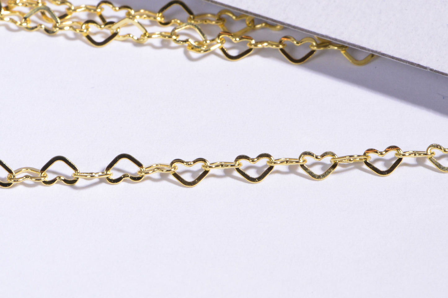 24k Gold Over Sterling Silver Heart Link Chain: Vermeil Jewelry Findings