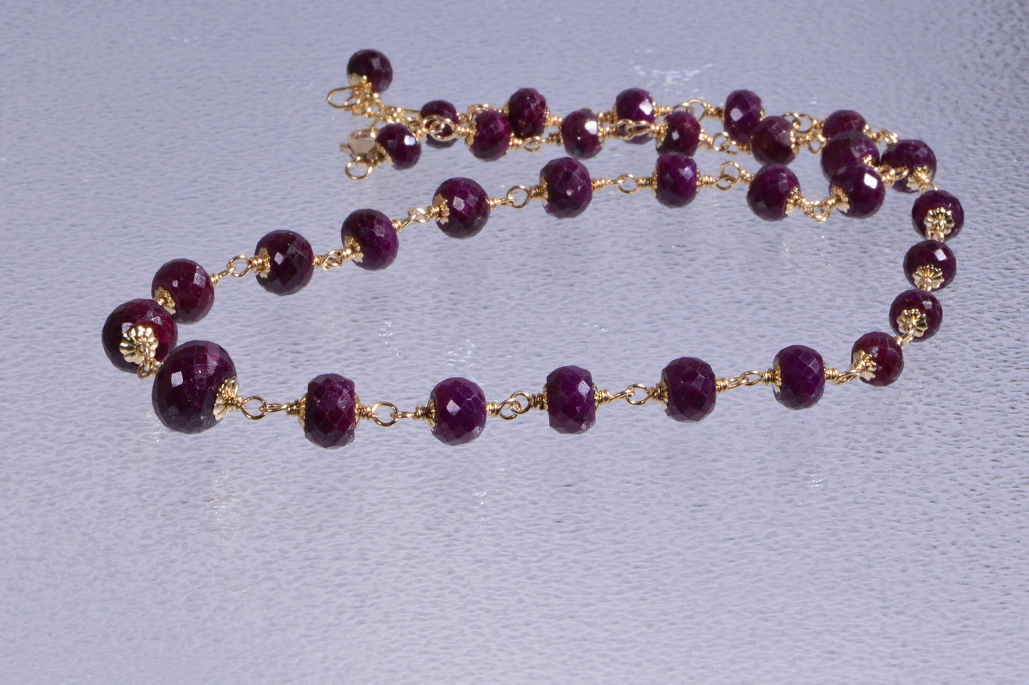 Genuine Ruby Necklace, 14K Gold Filled Wire Wrapped, June Birthstone