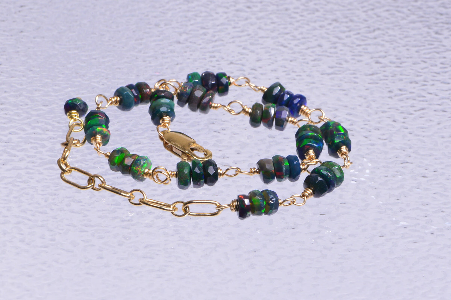 Black Opal Necklace, 14K Gold Filled Ethiopian Welo Opal Jewelry