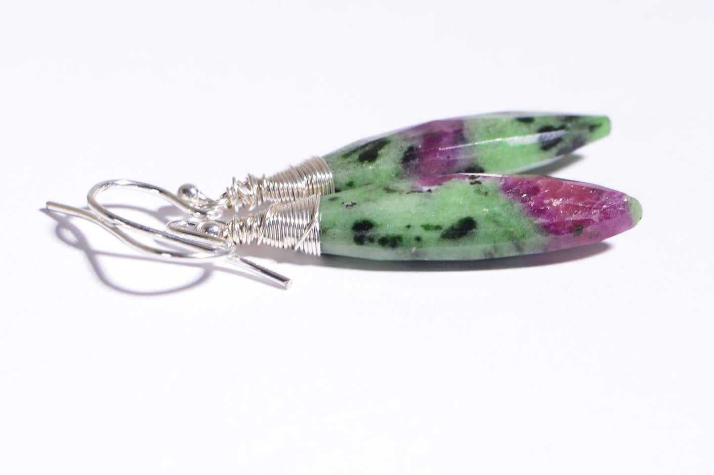 Zoisite Ruby Earrings Long Teardrop Earrings Natural Gemstone February Jewelry