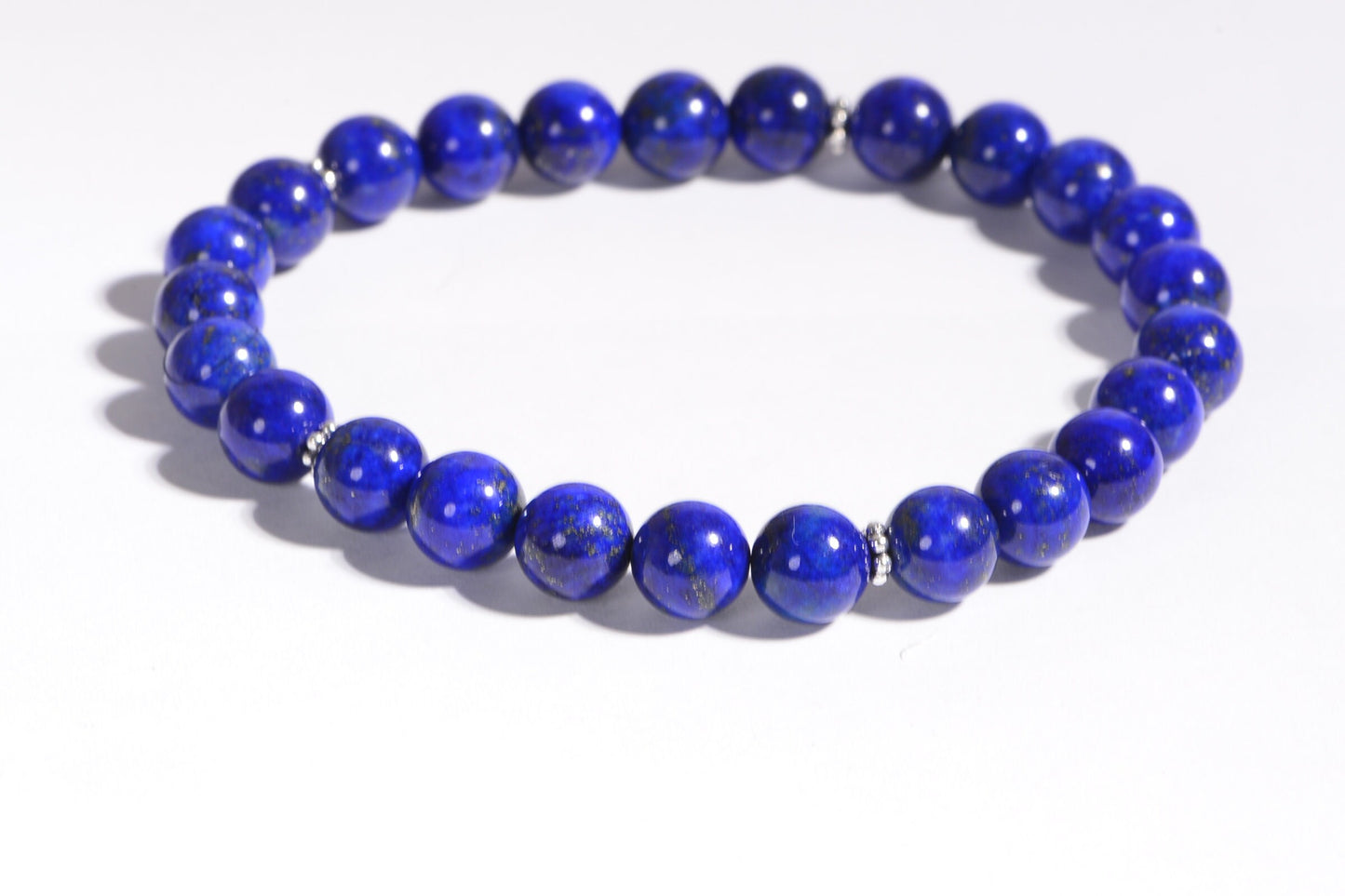 AAA Lapis Lazuli Stretch Bracelet, Sterling Silver, Blue Gemstone