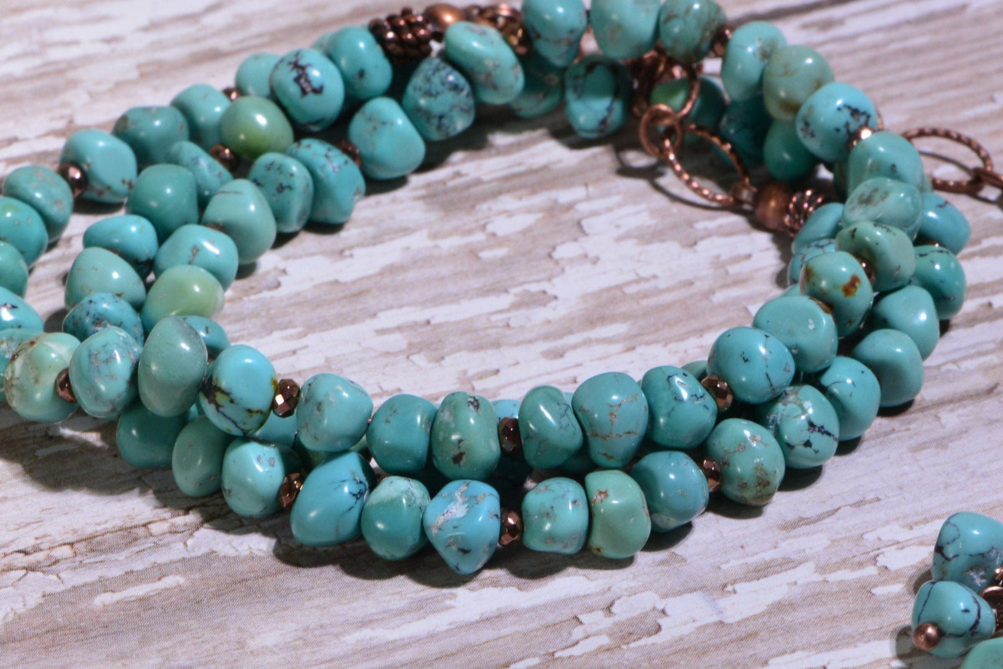 Arizona Turquoise Necklace, Copper Chain with Heart Clasp
