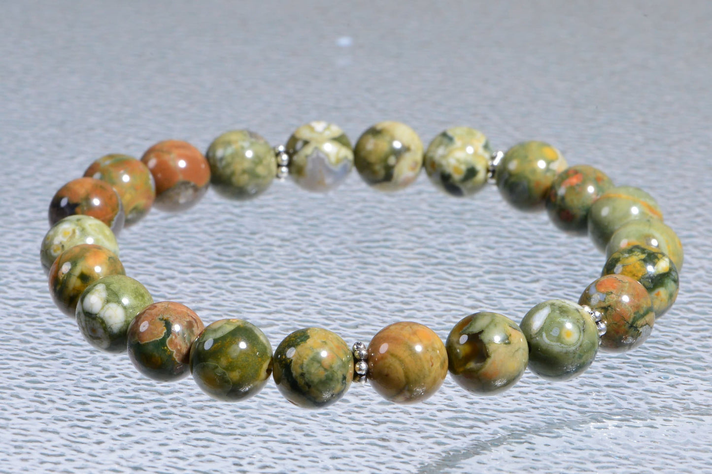 Rainforest Jasper Bracelet with Sterling Silver Accents
