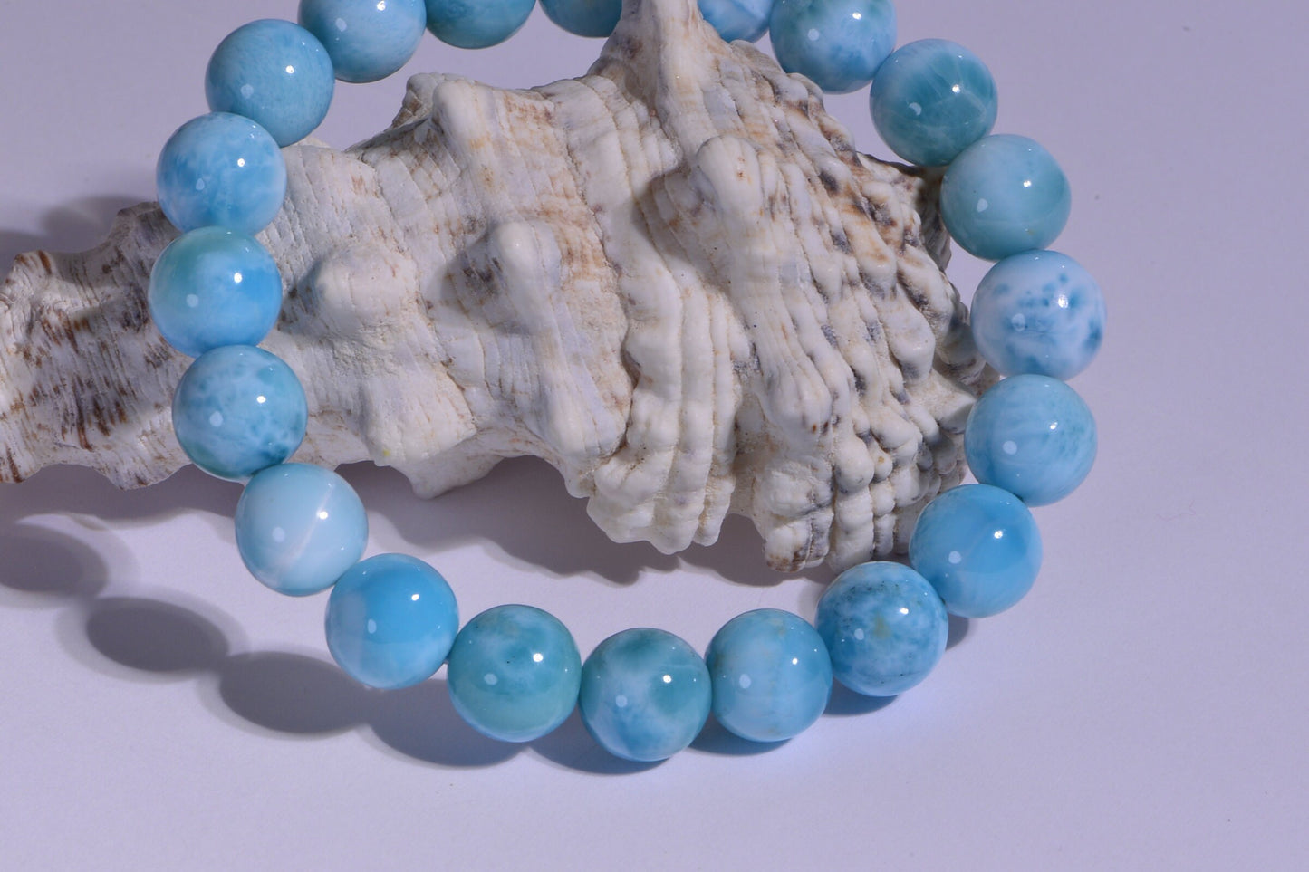 AAA Larimar Bracelet: 10mm Dominican Gemstone Stretch Jewelry