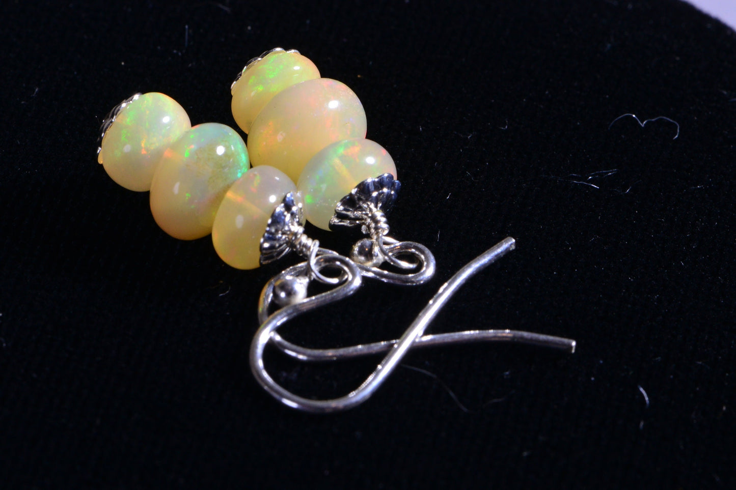Ethiopian Welo Opal Sterling Silver Earrings, October Birthstone