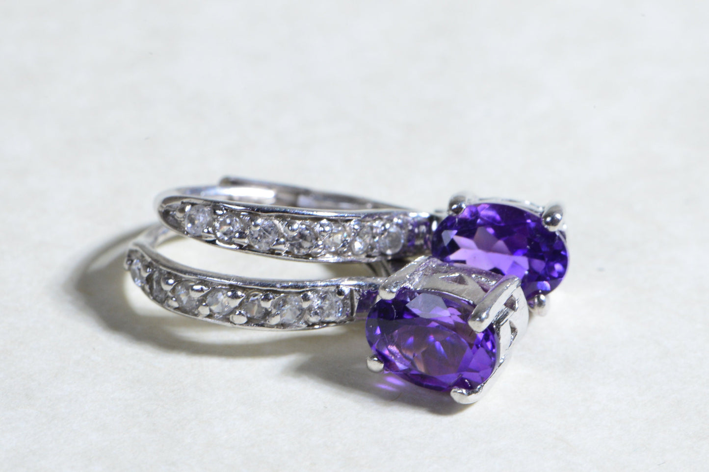 Handmade Amethyst Earrings: Sterling Silver Halo Diamond Jewelry