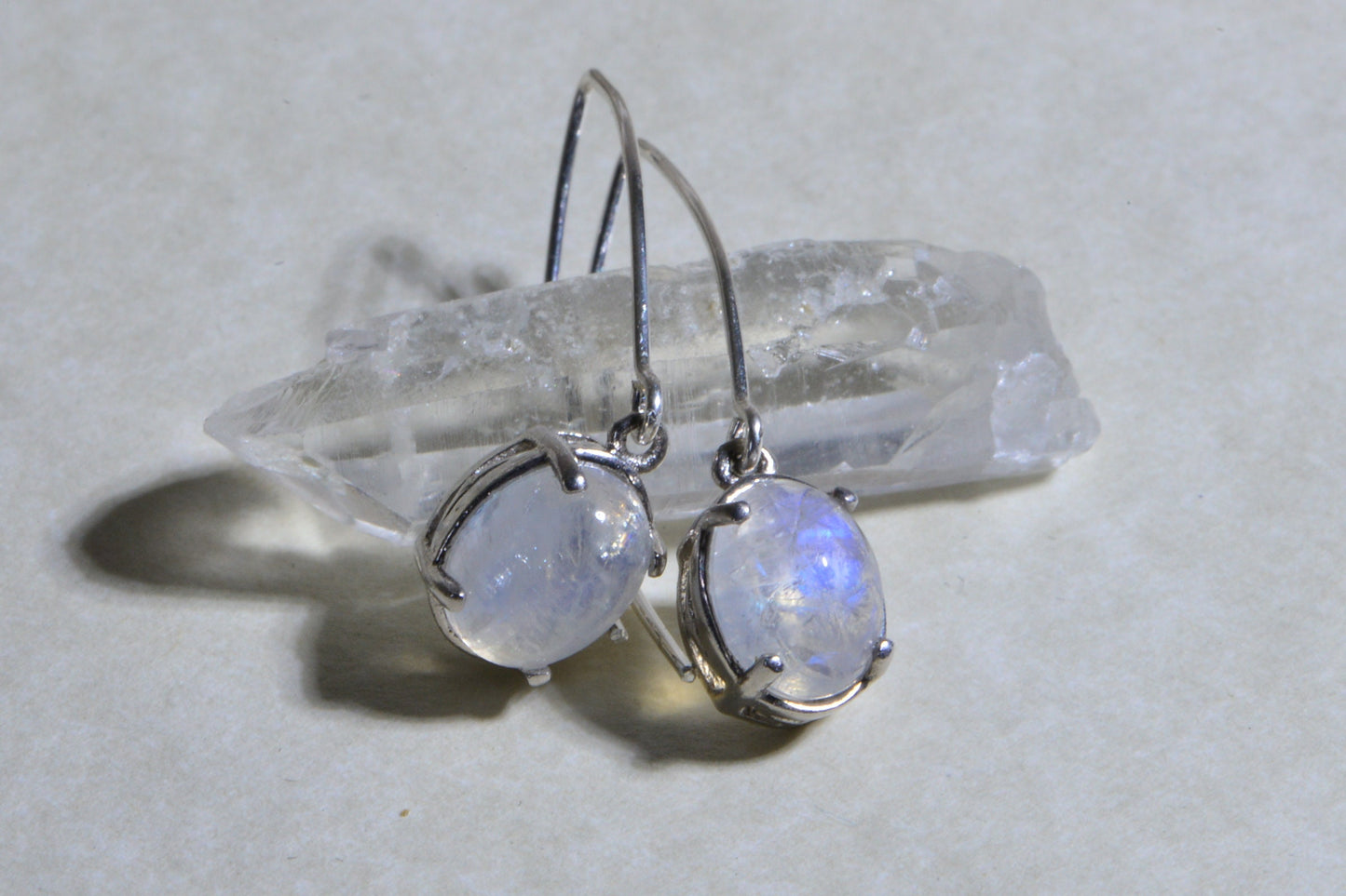 Handmade Sterling Silver Moonstone Drop Earrings - Gemstone Jewelry
