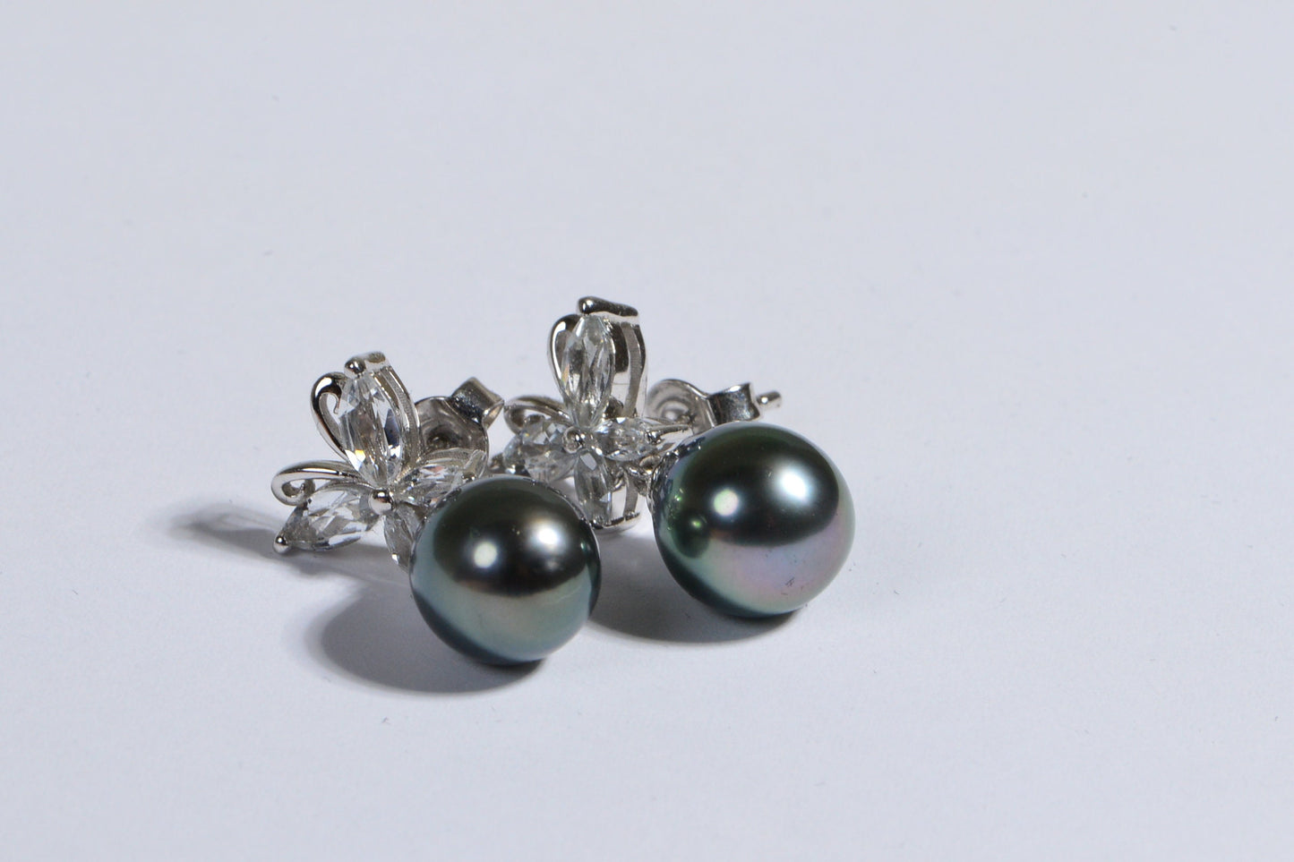 Natural Black Pearl Studs Saltwater Australian Exotic Birthstone June Pearl Jewelry