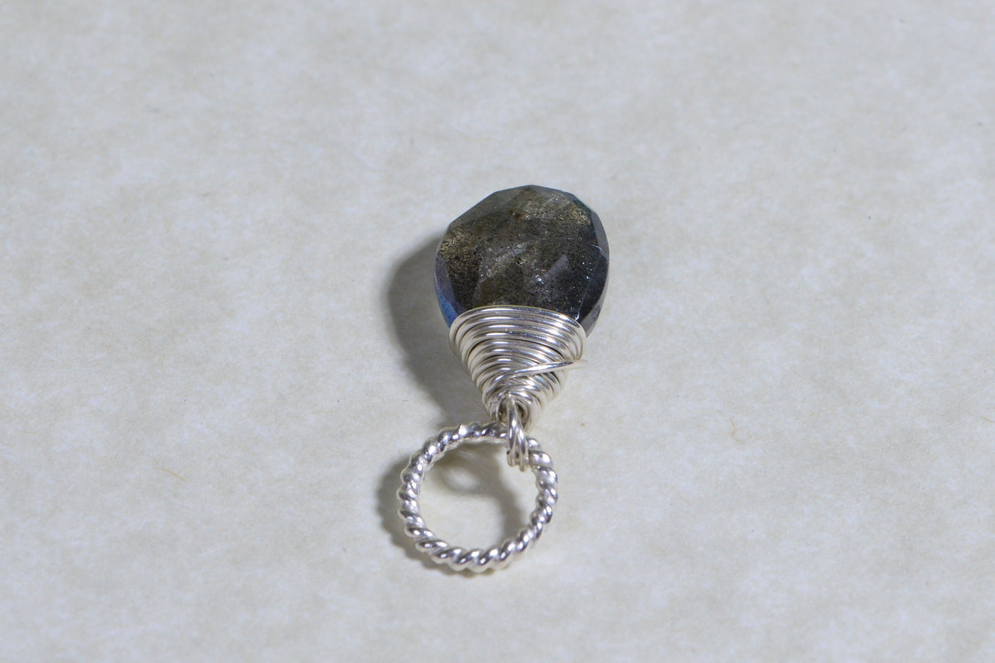 Teardrop Labradorite Pendant, Wire Wrapped Gemstone Dangle