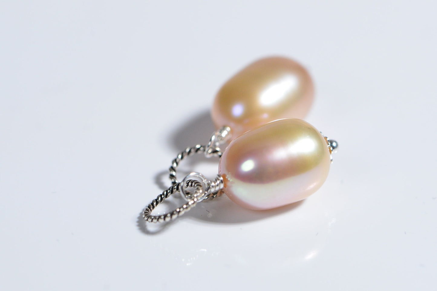 Pale Pink Freshwater Pearl Dangle Charm: Sterling Silver & 14K Gold Filled