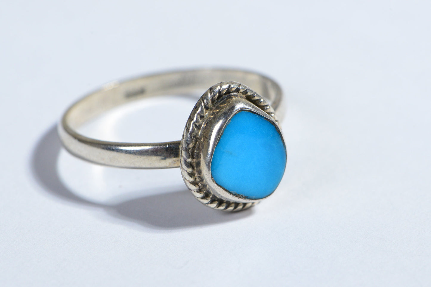 Sleeping Beauty Turquoise Ring, Sterling Silver Band, Size 9