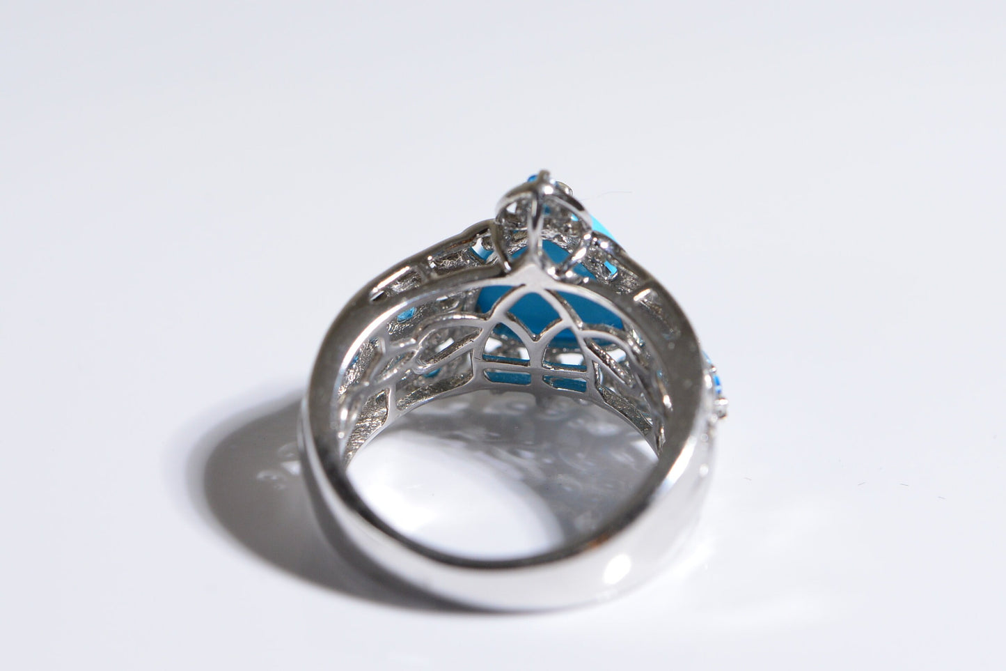 Neon Blue Apatite and Arizona Sleeping Beauty Turquoise Ring in Platinum Over Sterling Silver