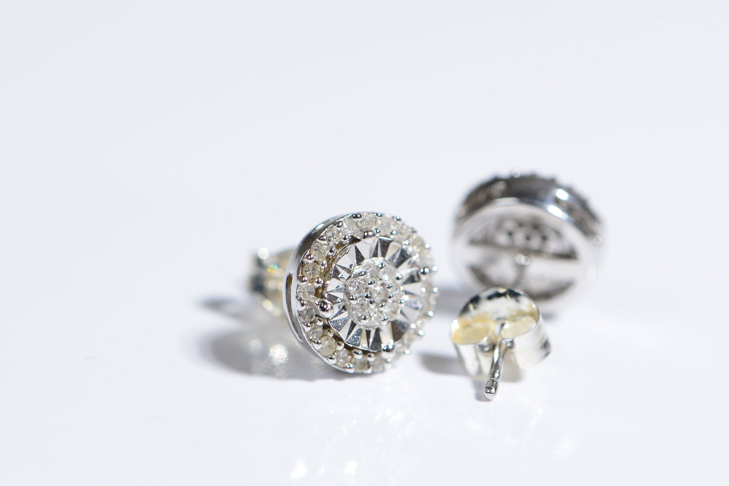 Diamond Stud Earrings, 0.50ct, 14K White Gold Over Sterling Silver