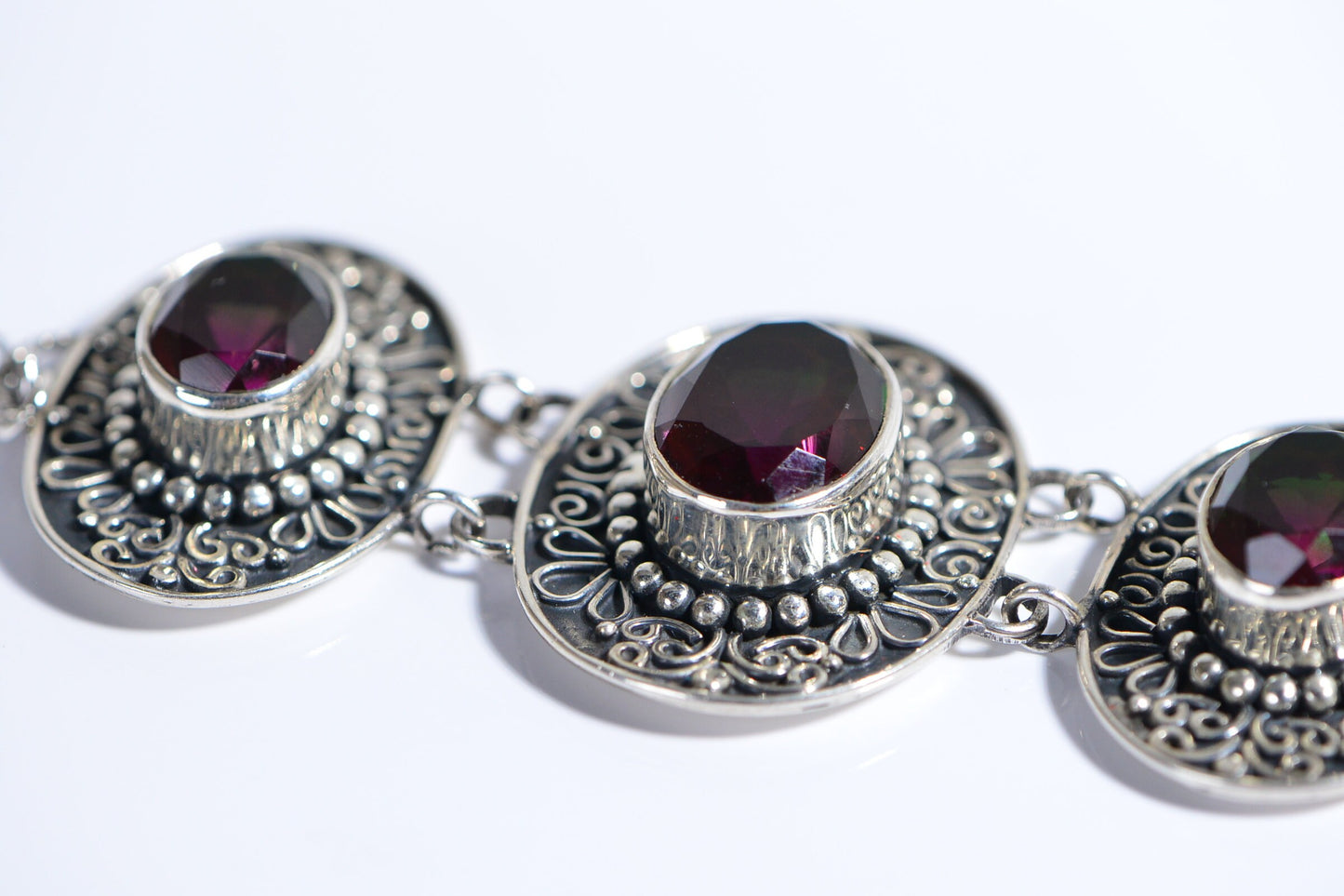 Tourmaline Watermelon Wide Bracelet Patina Sterling Silver