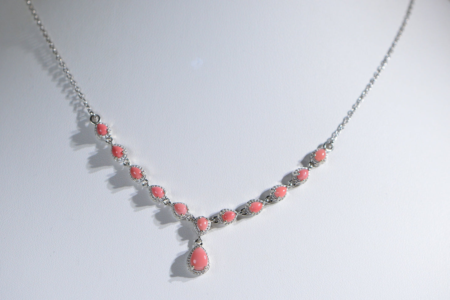 Peruvian Pink Opal Prong Setting Sterling Silver Necklace Choker Gemstone Birthstone October