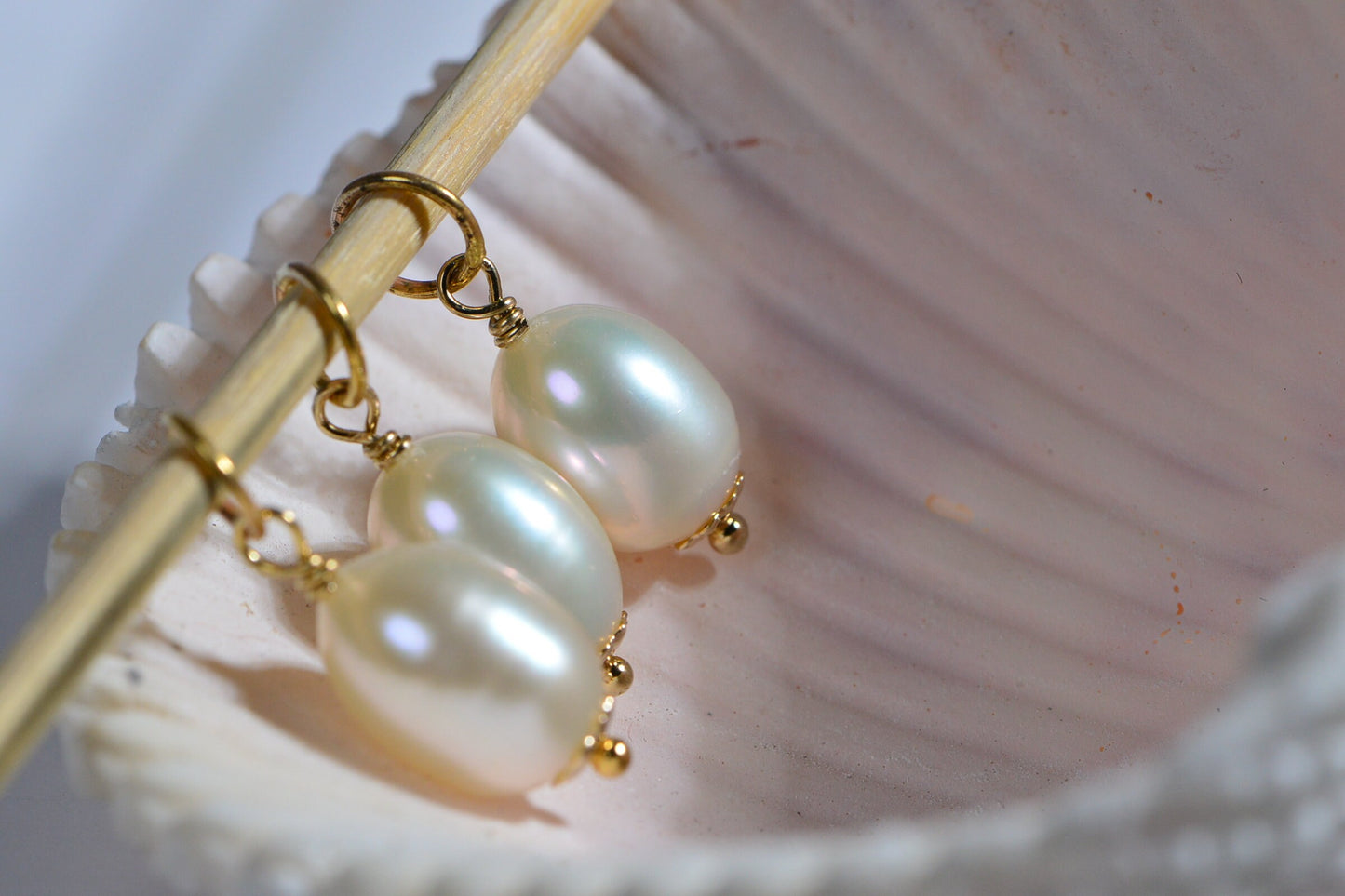 14K Gold Filled Pearl Pendant, Baroque Freshwater Pearl Drop