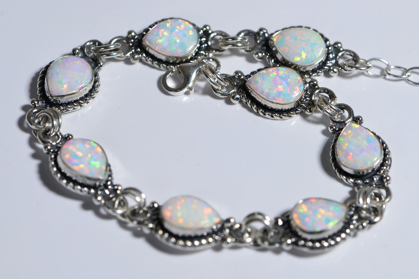 Sterling Silver Fire Opal Bracelet: Handmade Gemstone Jewelry