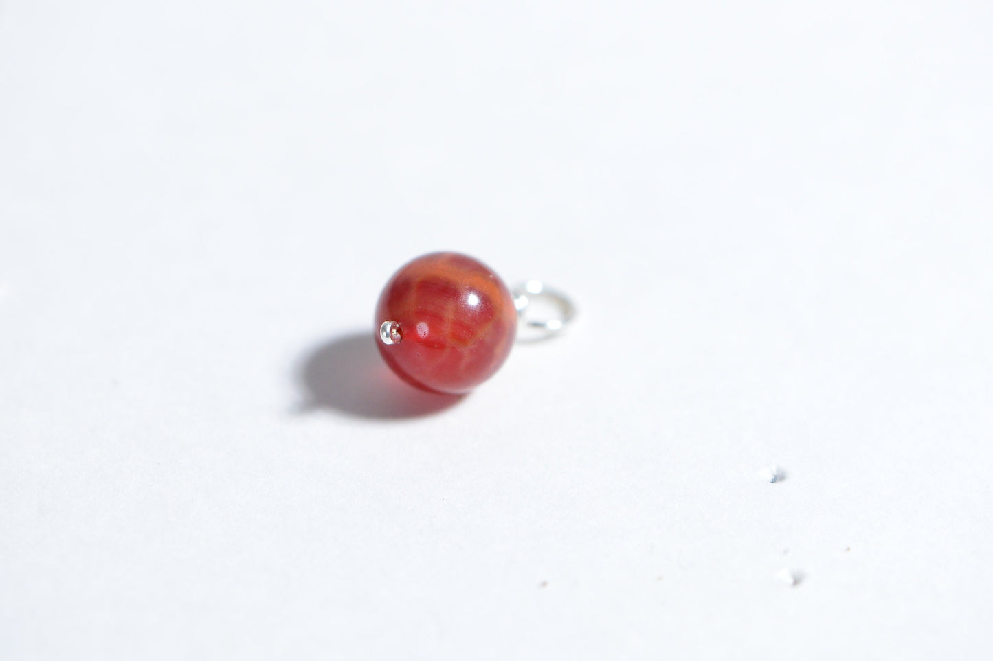 8mm Fire Agate 14K Gold Filled Wire Wrapped Charm Bead