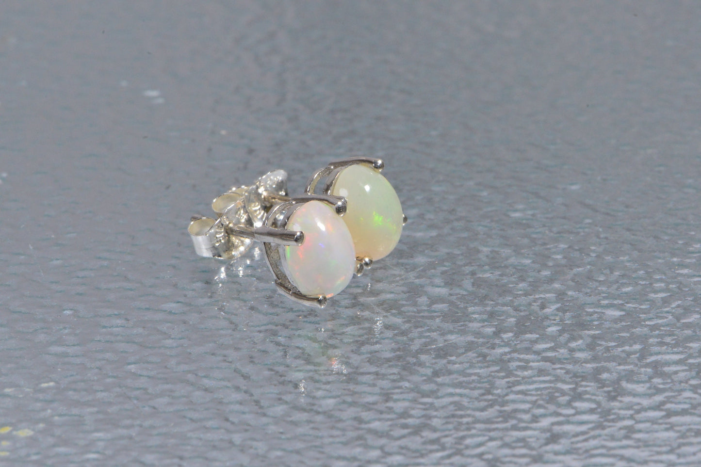 Ethiopian Welo Opal Studs Earrings Prong Set Sterling silver Tiny Post Earrings Birthstone Jewelry
