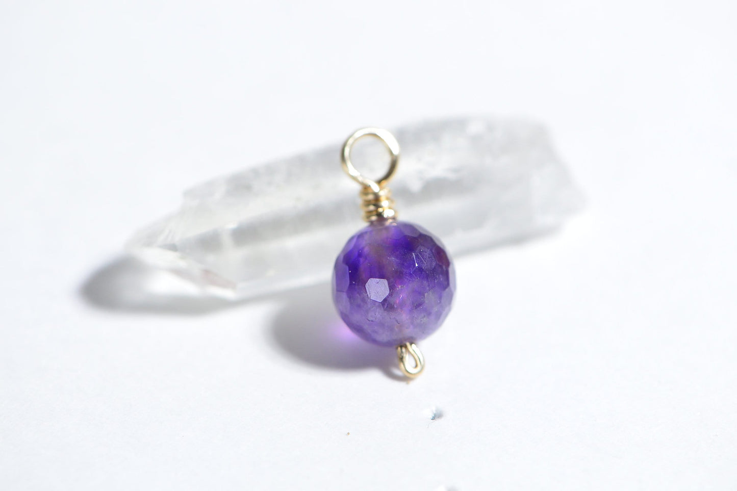 10mm Amethyst Charm: 14K Gold Filled Wire Wrapped February Birthstone
