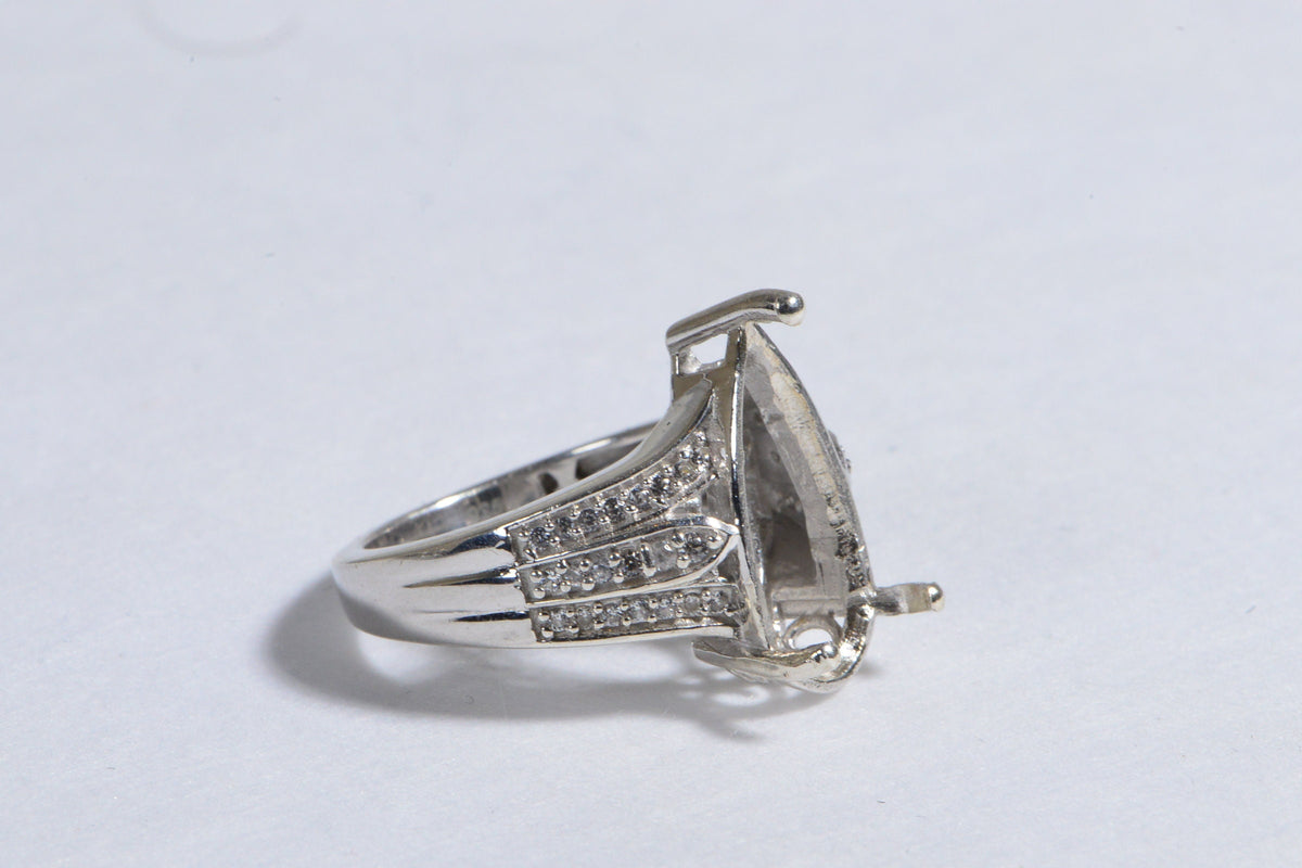 Blanks Ring Sterling Silver 3 prong setting Stone Size 10 1/4