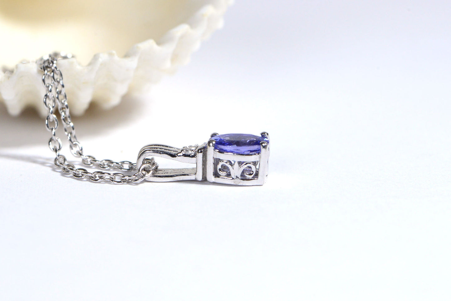 Tanzanite Pendant, Dainty Oval Gemstone, Sterling Silver Necklace, 20 inch