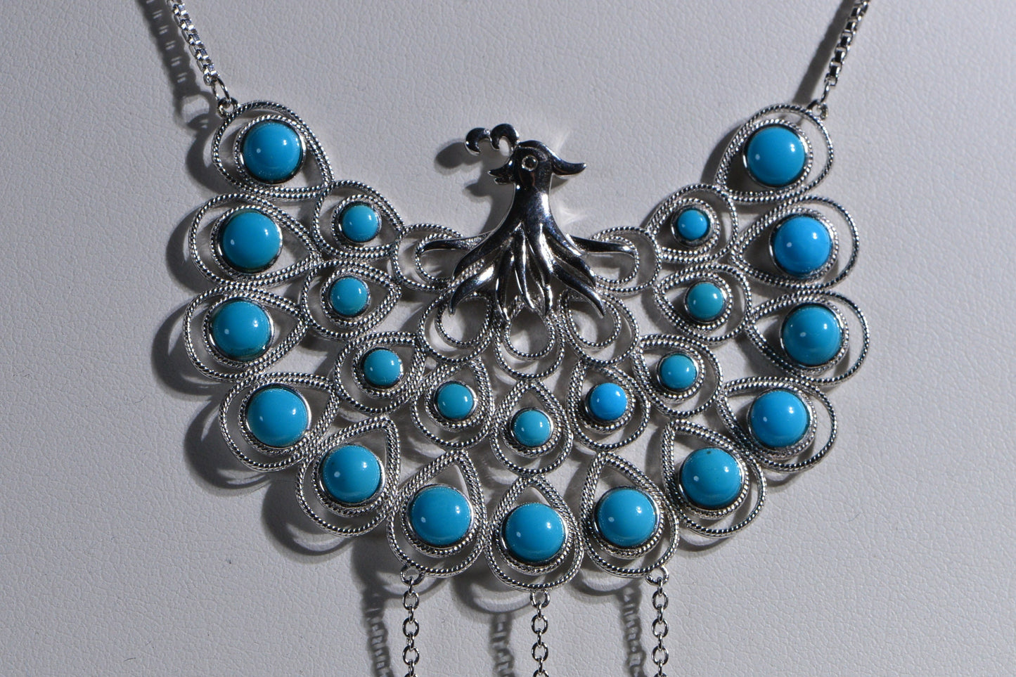Vintage Sterling Silver Peacock Turquoise Bolo Necklace, 22 inch