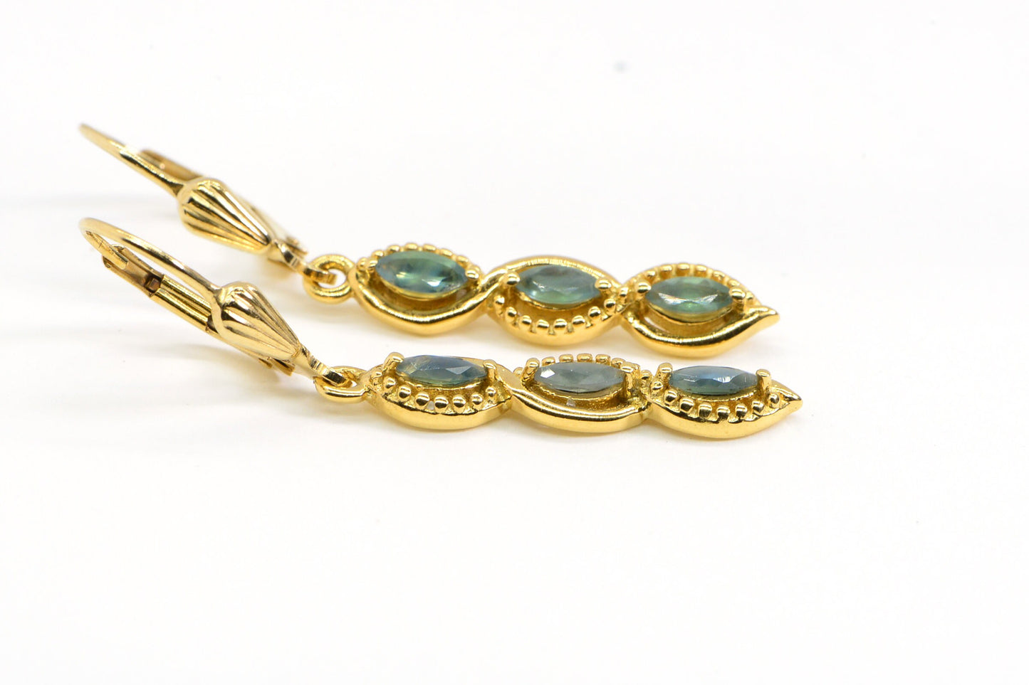 Grandidierite Marquise Earrings, 14K Yellow Gold Over Sterling Silver