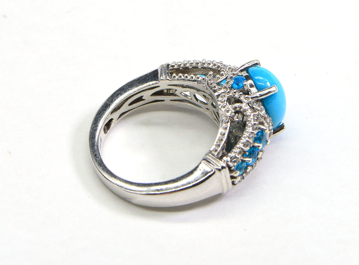 Sleeping Beauty Turquoise Ring, Neon Apatite, Sterling Silver (US Size 6)