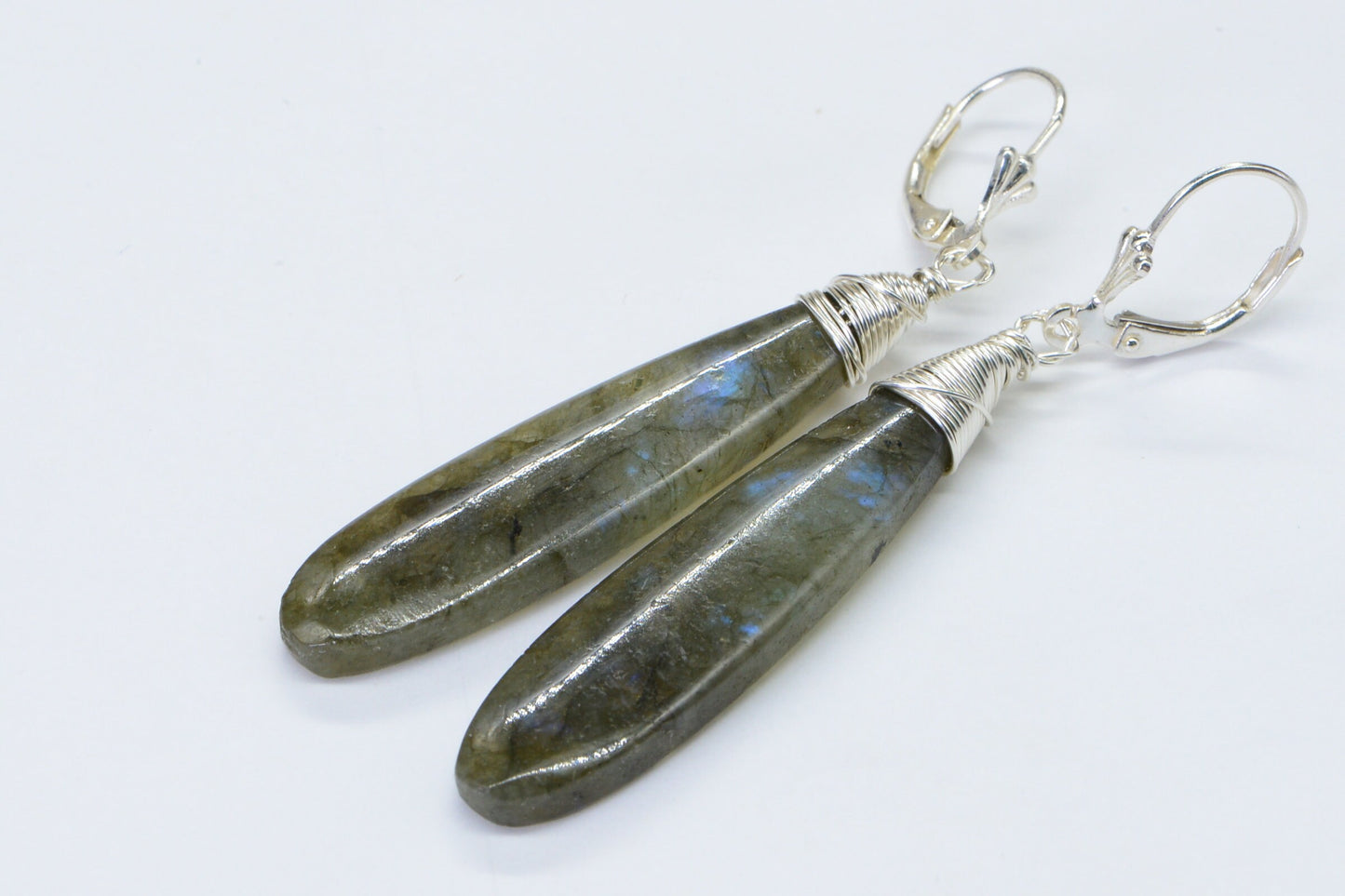 Teardrop Labradorite Earrings, Blue Flash Sterling Silver Drops