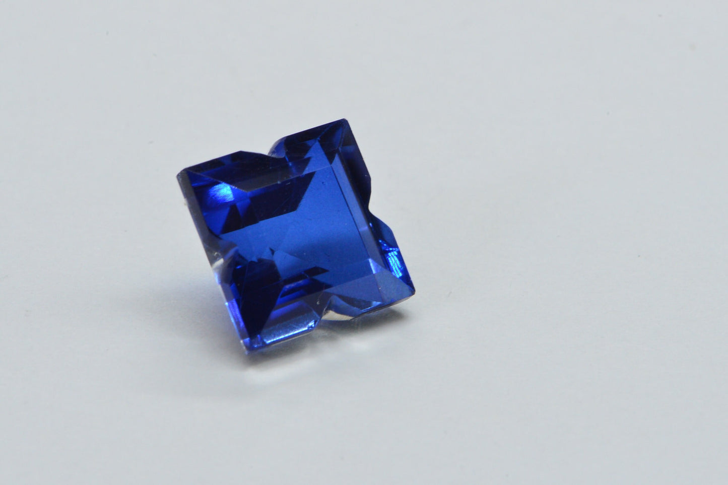 12mm Lab Sapphire Quartz Doublet: Faceted Princess Cut Loose Gem