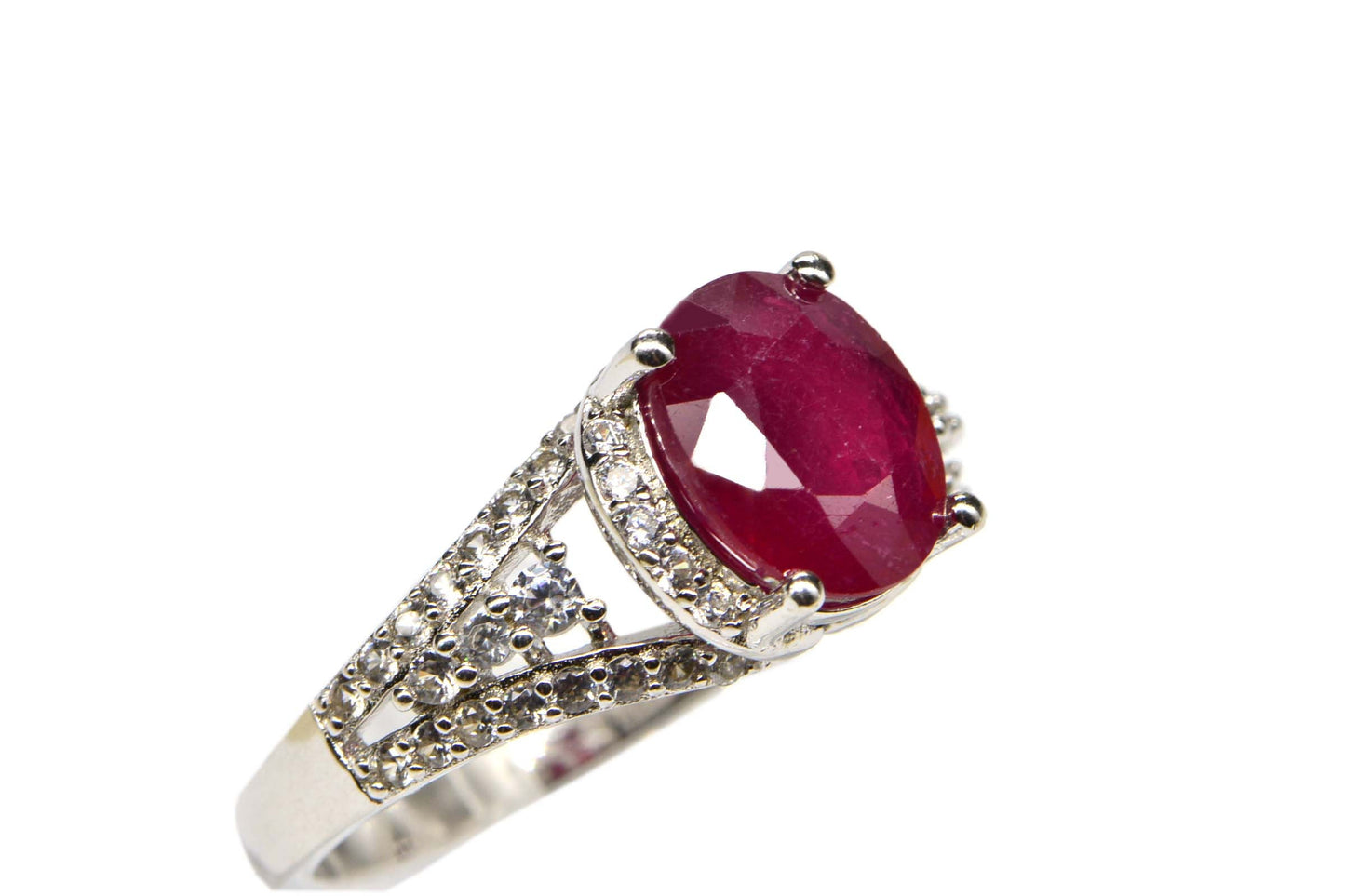 Genuine Ruby Ring Halo Diamond Birthstone Gemstone