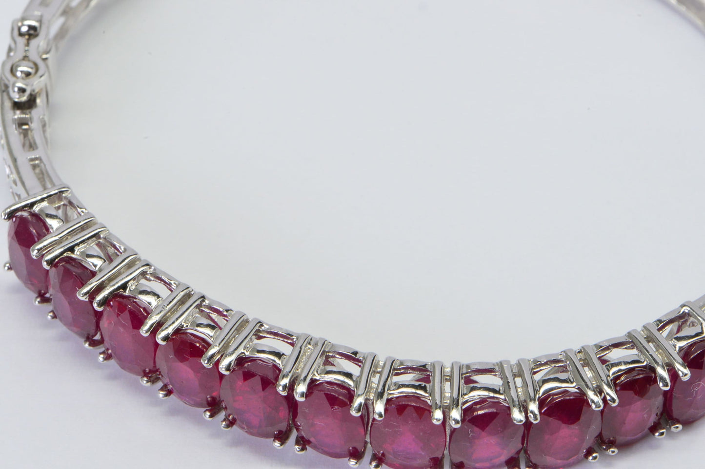 Authentic Ruby Bangle Cuff Bracelet Filigree Sterling Silver