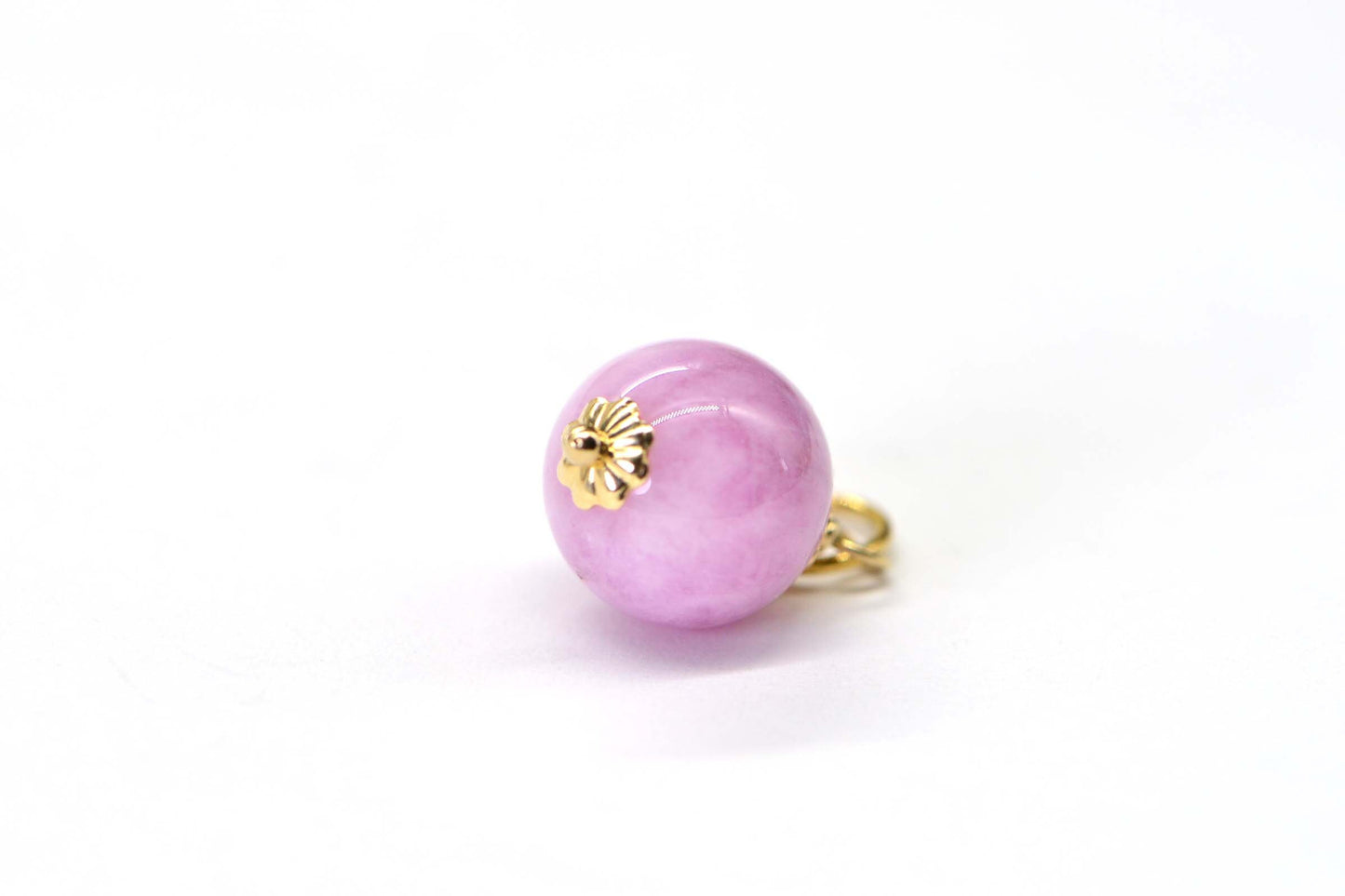 Kunzite Jade Pendant Genuine Pink Purple Jade Charm 14K Yellow Gold Filled Wire Wrapped