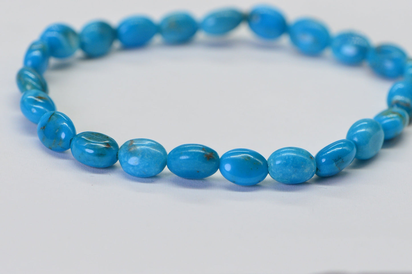 Sleeping Beauty Turquoise Nugget Bracelet: Arizona Sky Blue Stone