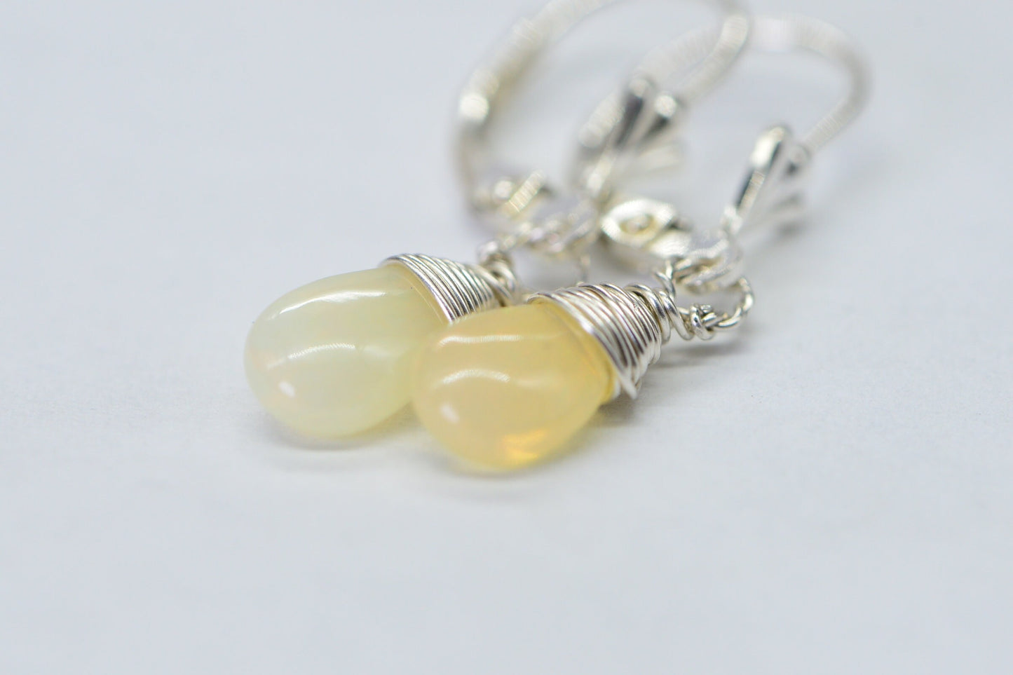 White Opal Earrings Sterling silver Tiny Earrings Jewelry Birthstone October