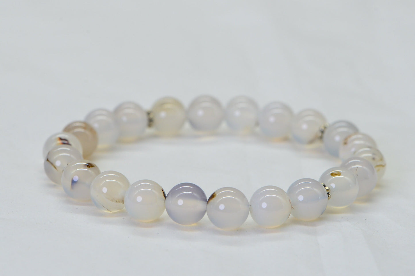 White Agate Beaded Bracelet: Gemstone Chakra Bracelet