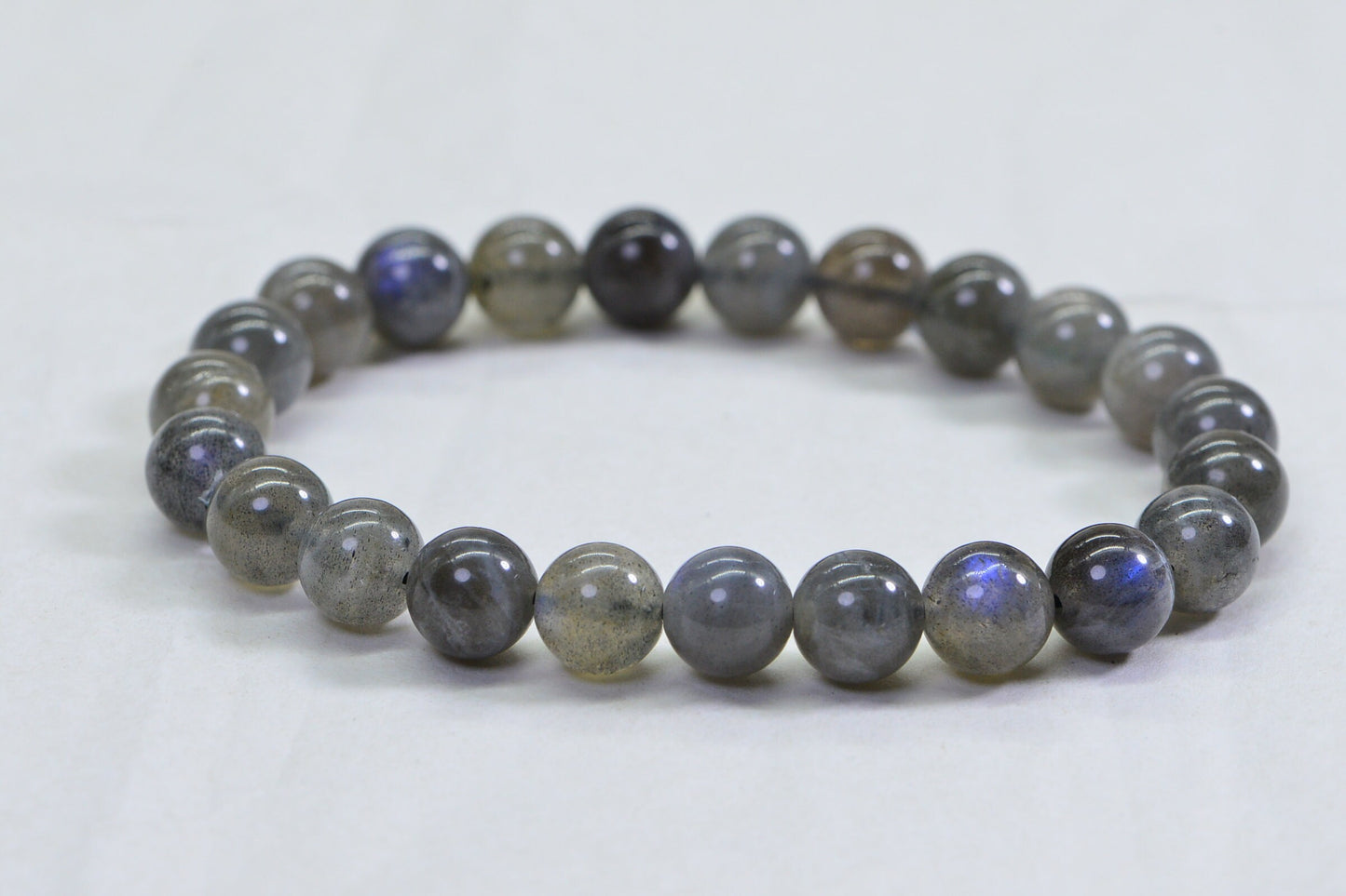 Labradorite Bracelet: 8mm Round Gemstone Beads, Boho Chakra Jewelry